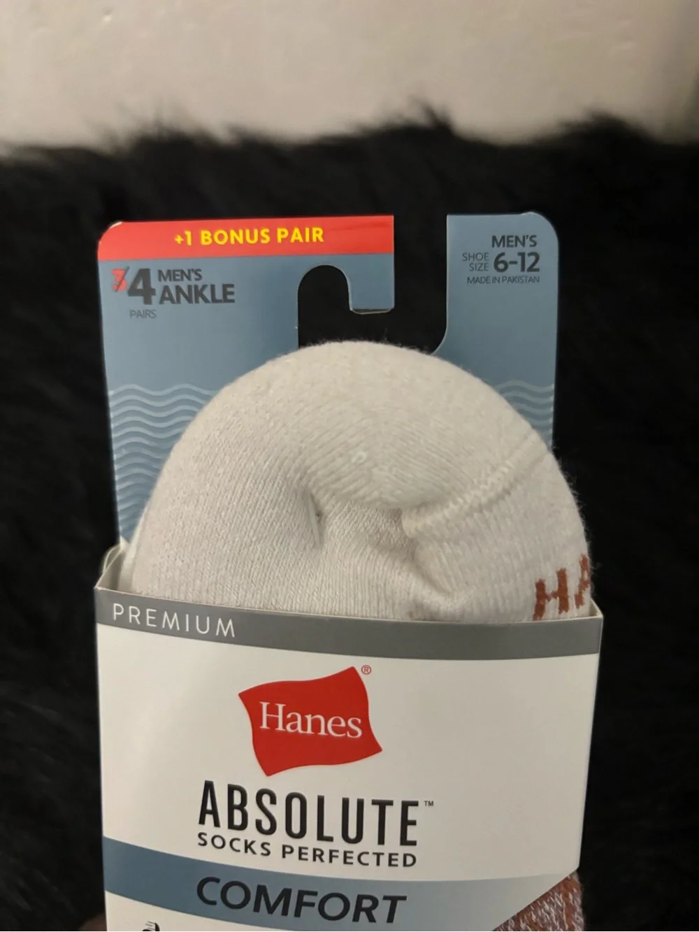 NWT Hanes Men's Athletic Comfort Ankle Socks - Light Blue & White, Size 6-12